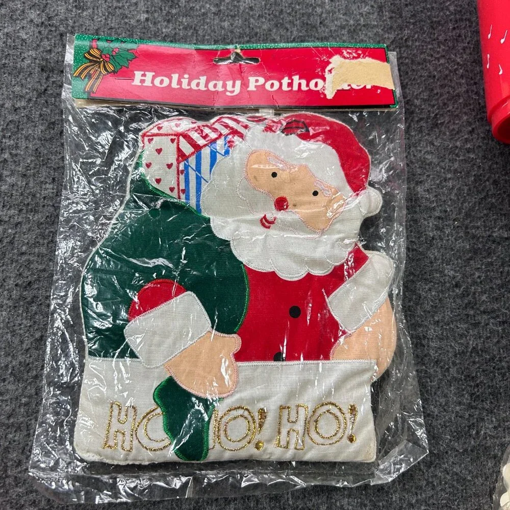 Vintage Assorted Christmas Lot of 8 Tupperware Stocking Mug‎ Coasters Potholder
